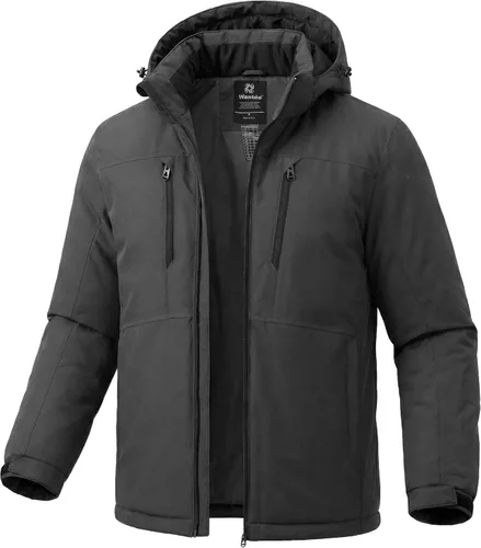 Vista 8 de wantdo Chaqueta de esquí impermeable de montaña para hombre, abrigo de nieve de invierno, impermeable resistente al viento Negro