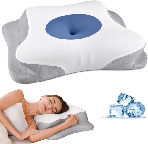 Vista 10 de Almohada cervical para el cuello para aliviar el dolor, almohada ergonómica para dormir de lado para dormir, almohada ortopédica de apoyo