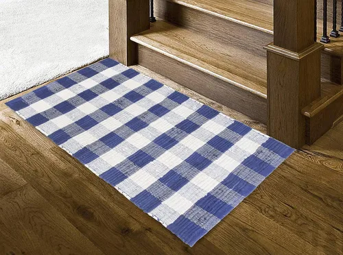 Vista 4 de GLAMBURG Alfombra de cuadros de búfalo de algodón lavable, tapete de bienvenida a cuadros tejida a mano 18x30 para cocina, baño, porche, lavandería