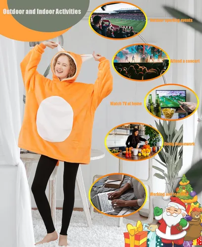 Vista 4 de Lovemonster Pijama unisex de animales para cosplay de animales, acogedor suéter de franela Sherpa para adultos, disfraz de Navidad y Halloween