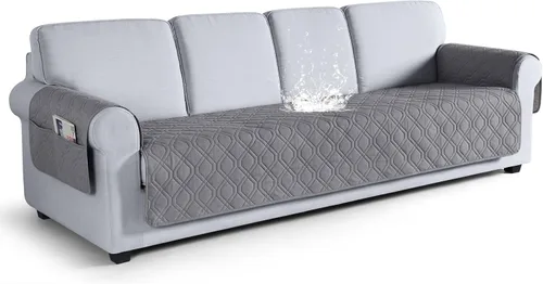 Vista 54 de VANSOFY Funda para Sofá, Fundas de Sofá Impermeables Lavables Forro Protector de Muebles Fundas de Asiento de Sofá Antideslizantes para Perros, Negro