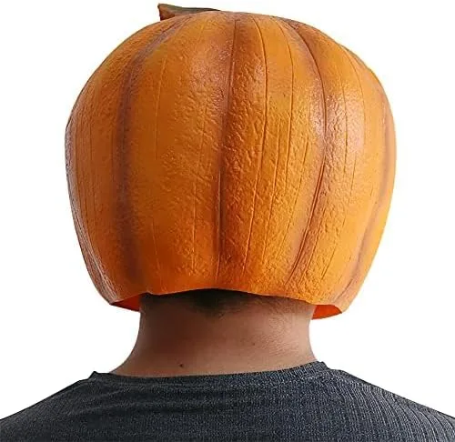 Vista 4 de Máscara espeluznante de látex de calabaza de Halloween para hombre, da rienda suelta al espíritu espeluznante, ideal para fiestas de Halloween