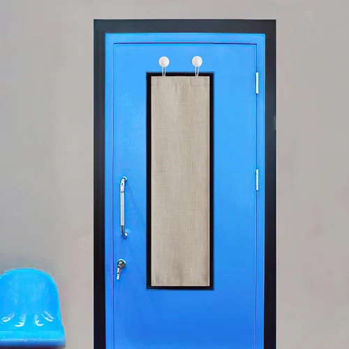 Vista 18 de NICETOWN Cortinas pequeñas para puerta francesa con ganchos autoadhesivos, cortinas opacas de lino sintético con aislamiento térmico para puertas