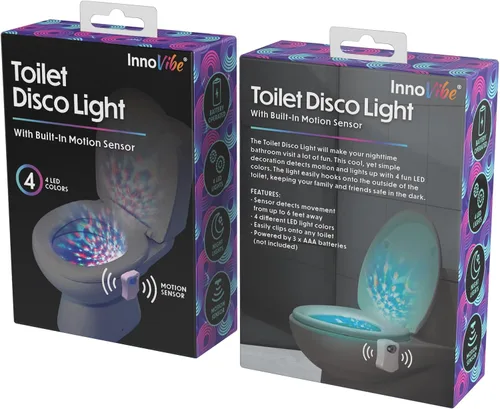 Vista 5 de Luz de discoteca para inodoro, luz de baño con sensor de movimiento, luces LED de baño, accesorios de baño divertidos, luces de inodoro dentro