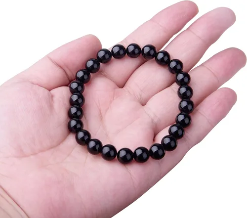 Vista 3 de Pulsera elástica de cuentas de cristal curativo de 8mm.