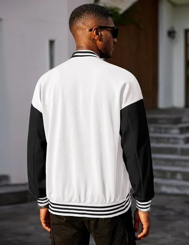 Vista 4 de COOFANDY Chaqueta Varsity para hombre, ajuste regular, casual, letterman, béisbol, bomber