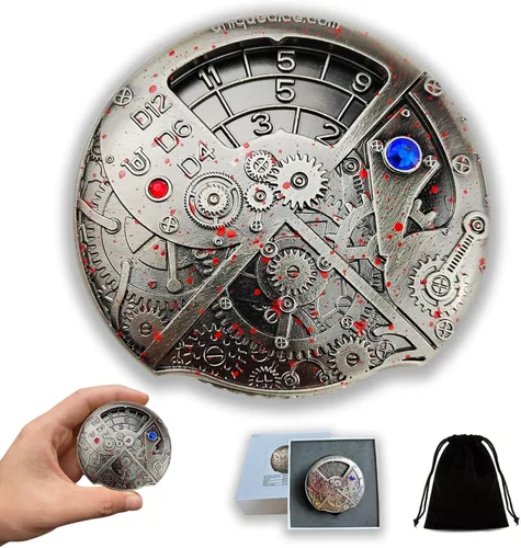 Vista 28 de Juego de dados de ruleta único 7 en 1 de metal DND para juegos de rol de mesa, dados giratorios para juegos de rol, juegos de dados DND equilibrados