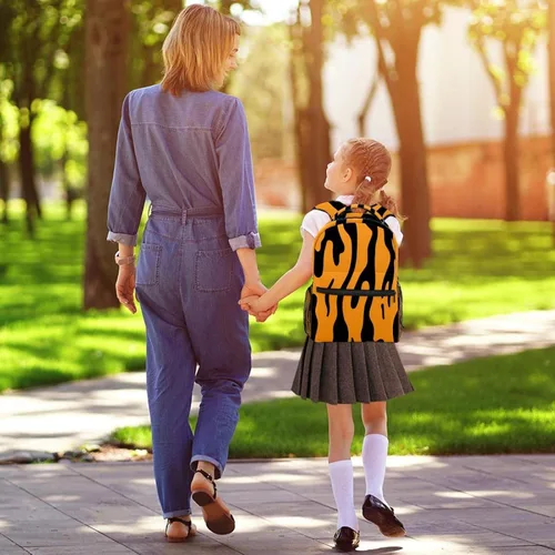 Vista 5 de Mochilas para niñas y niños mochila escolar para niños de 3 a 12 años y adolescentes bolsa de libros para niños diseño de rayas de tigre Mochilas