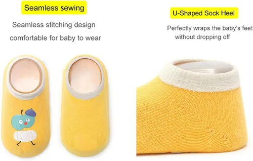 Vista 4 de Calcetines antideslizantes para bebé, calcetines antideslizantes para niñas, niños y recién nacidos, 6 pares