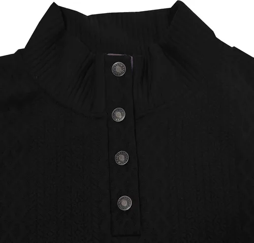 Vista 7 de Suéter de manga larga para hombre, casual, con botones de un cuarto, con cuello alto, sudadera con capucha