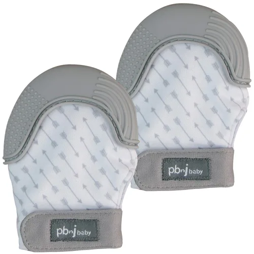 Vista 7 de PBnJ Baby Manopla de dentición de silicona con texturas sensoriales, juguete para morder, paquete de 2 Chupete de dentición, juguete de dentición
