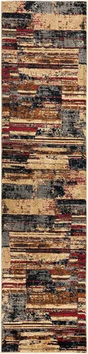 Vista 3 de Unique Loom Saturn Collection - Alfombra de área Vue (Runner 2 pies 2 pulgadas x 9 pies 0 pulgadas, multi/beige)