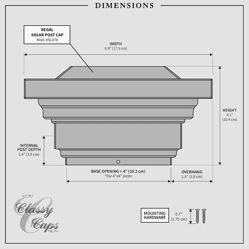 Vista 8 de Classy Caps Regal - Tapa solar para poste (bronceado, 4 x 4 pulgadas)