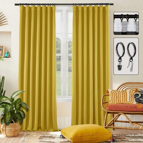 Vista 53 de SHINELAND Cortinas opacas cortas para ventanas de dormitorio, cortinas de baño, 45 pulgadas de largo