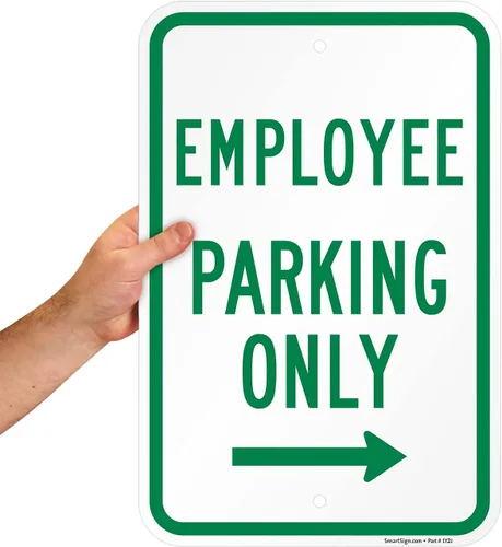 Vista 8 de SmartSign Letrero de metal "Employee Parking Only" de 18 x 12 pulgadas con flecha derecha, aluminio laminado inoxidable de 63 mil, verde y blanco