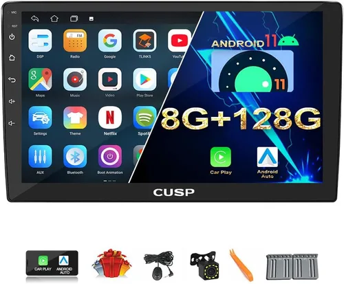 Vista 7 de CUSP Radio estéreo de coche doble DIN de 10.1 pulgadas, Android 4GB+64GB pantalla táctil principal con CarPlay inalámbrico y Android Auto