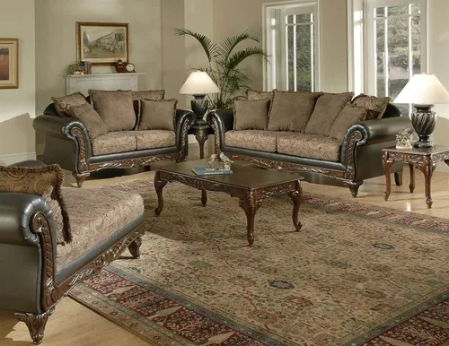Vista 6 de Roundhill Furniture Sofá de tela de 2 tonos San Marino, color chocolate
