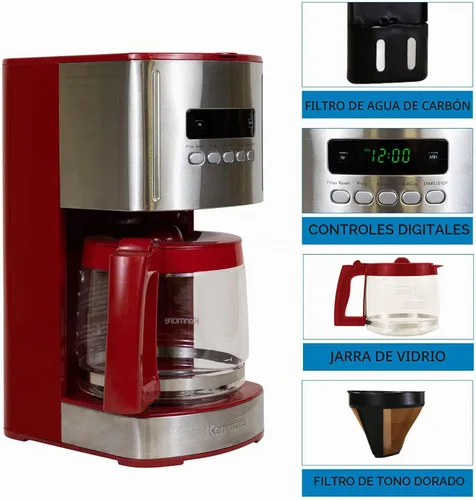 Vista 4 de Kenmore - Cafetera de goteo – Máquina de café programable de 12 tazas con jarra de vidrio, preparación regular y fuerte, apagado automático