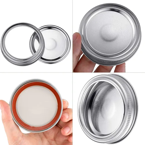 Vista 5 de Patelai 100 tapas para conservas de boca regular con anillos de 2.756 in tapas para tarros Mason con bandas de tipo dividido, material de grado