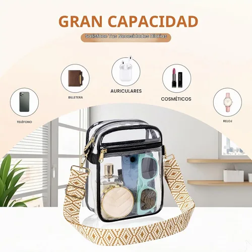 Vista 5 de Bagenius Clear Bag for Stadium Events, Clear Crossbody Bag Stadium Approved Correa de cubo