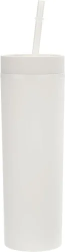 Vista 19 de uxcell Vaso delgado con tapas y pajitas, vaso delgado de 16 onzas color negro mate a granel, vaso acrílico pastel reutilizable, vaso de plástico