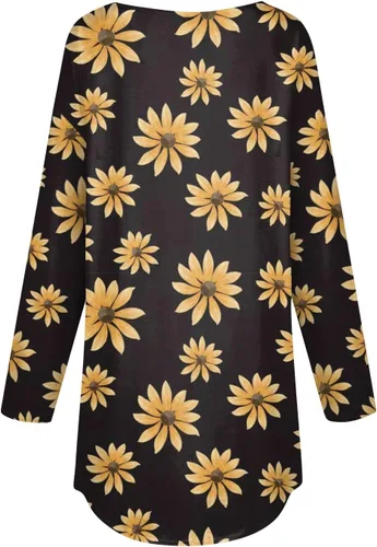 Vista 3 de JJHAEVDY Camiseta de manga larga con estampado de otoño para mujer, cuello redondo, cómoda, elegante, casual, holgada