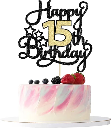 Vista 14 de 1 pieza de decoración de pastel de 8º cumpleaños con purpurina y saludos a 8 años, decoración de pastel de feliz cumpleaños para fiesta de 8 años