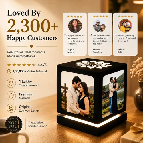 Vista 3 de ZOCI VOCI Marco de fotos LED giratorio personalizado con 4 fotos, regalos de boda personalizados para parejas 2024 (negro mediano)