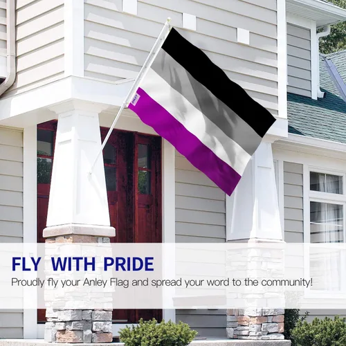 Vista 2 de Anley Fly Breeze - Bandera del orgullo asexual de 3 x 5 pies, color vivo y a prueba de decoloración, cabecera de lona y doble costura, bandera
