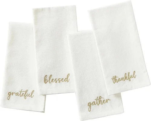 Vista 9 de Threadmade Harvest Sentiment - Servilletas bordadas, juego de 4, color marrón, 17 pulgadas de ancho x 17 pulgadas de largo