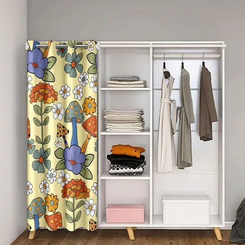 Vista 2 de jejeloiu Cortina de puerta de estilo retro de los años 60 y 70 para puerta, privacidad, 34 x 80 pulgadas, linda cortina hippie para puerta