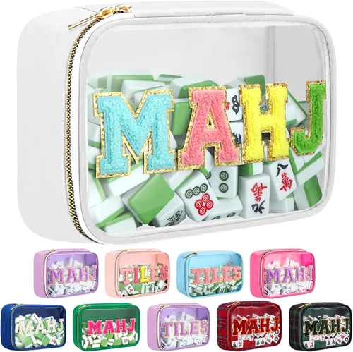 Vista 17 de Bolsa Mahjong American Mahjong Case impermeable, marrón tartán, Mahj Tartán marrón