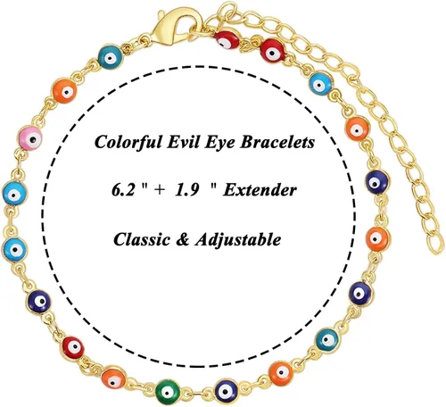 Vista 6 de Pulseras contra el mal de ojo, pulseras tobilleras para mujer, pulsera Rakhi para hermano, hermana, pulsera de cuentas de mal de ojo