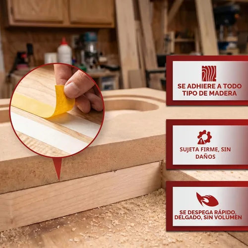 Vista 2 de XFasten Cinta de carpintería de doble cara de 1/2 pulgada x 36 yardas (paquete de 4) - Cinta de doble cara para plantilla de madera, bandas