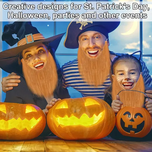 Vista 7 de 4PCS Fake Beards Halloween Wizard Gnome Beard Cosplay Costume Marrón