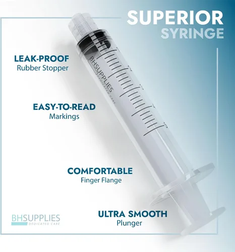 Vista 2 de BH Supplies Jeringas Luer Lock de 1.0 fl oz (sin aguja), estériles, envueltas individualmente, 50 jeringas