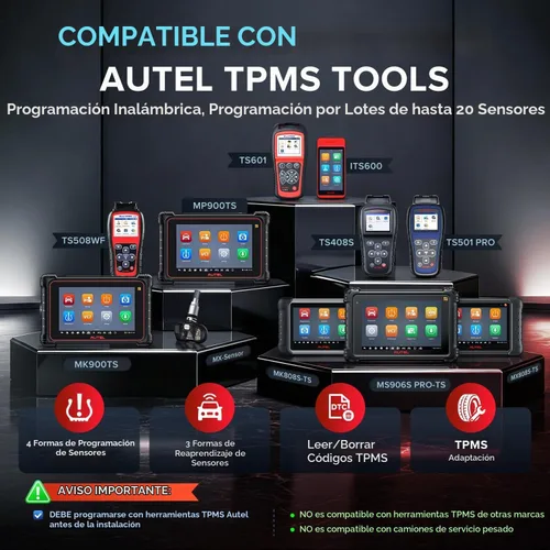 Vista 5 de Autel TPMS MX Sensor 315 433Mhz 2en1 Sensores de Neumáticos, Nivel OE Presión-Liberación Universal 100% Programable por TPMS Tool TS408S TS501 PRO