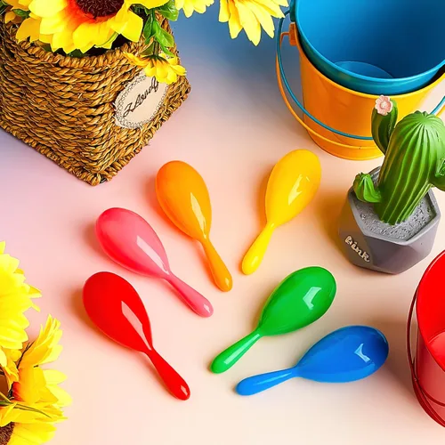 Vista 5 de 6 Pcs 4 Inch Mini Maracas Shakers for Kids, Colorful Plastic Rhythm Instruments, Classroom Music Supplies, Party Favors, Preschool Musical Toys