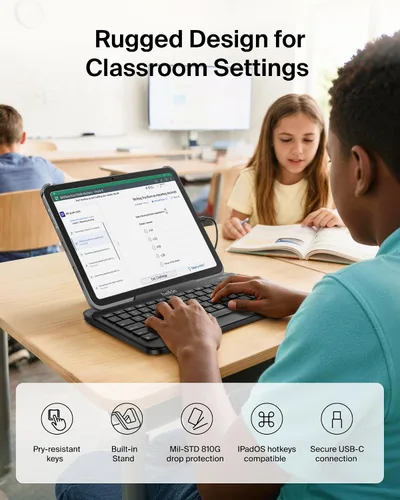 Vista 2 de Belkin B2B130 Teclado con cable para tableta con soporte y conector Lightning para iPad