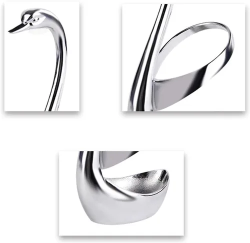 Vista 6 de Soporte de cuchara de café Swan, soporte creativo de cuchara de acero inoxidable, tenedor de comida de frutas, cuchara, cuchillo, base de cisne