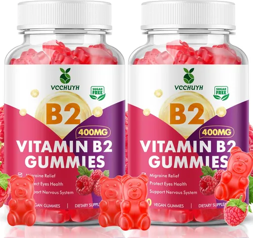 Vista 8 de Gomitas de vitamina B2 para niños y adultos, VIT B2 Riboflavina 400 mg Suplemento con magnesio para aliviar la migraña y apoyar el sistema nervioso