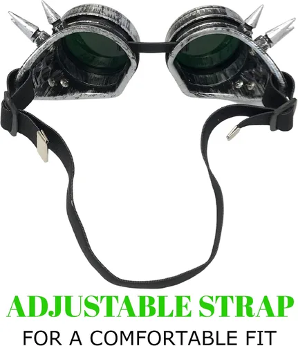 Vista 5 de Steampunk Aviator Pilot - Gafas de motocicleta victorianas vintage plateadas para mujeres y hombres