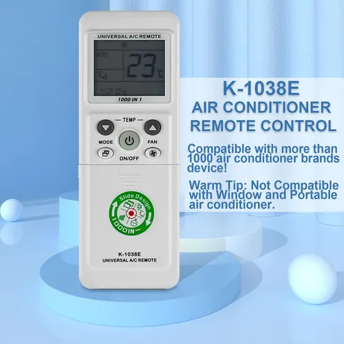 Vista 2 de K-1038E Control remoto universal de aire acondicionado para LG, Midea, Fujitsu, Panasonic, Samsung Air Condition, 1000 en 1 controlador de A/C