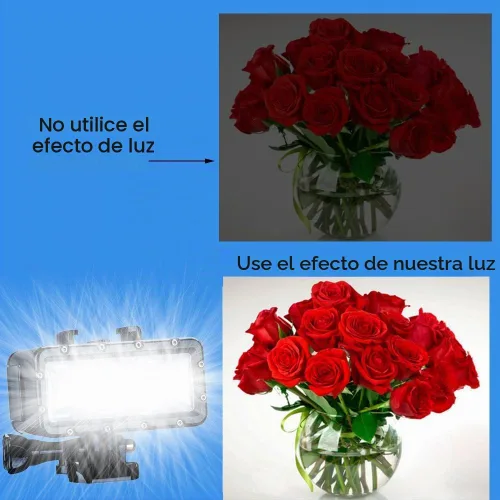 Vista 2 de Suptig Luz de buceo de alta potencia regulable impermeable LED luz de video de llenado luz nocturna subacuática luz impermeable 147 pies para Gopro