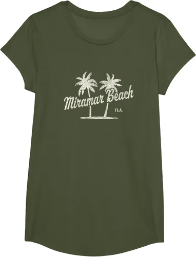 Vista 72 de Miramar Beach Florida Vintage 70s Palm Trees - Camiseta gráfica, Azul / Patchwork, S