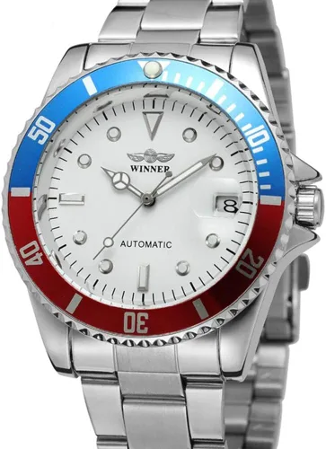 Vista 2 de MASTOP Relojes mecánicos automáticos para hombre, de acero completo, impermeables, con calendario