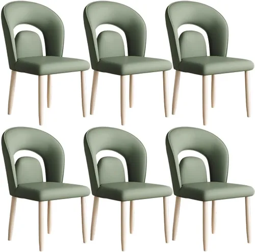 Vista 23 de YVYKFZD Leather Dining Chairs, Kitchen Chairs Set with Curved Back, Upholstered Dining Room Chair, Armless Comfy Side Chair, for Living Room, Dark