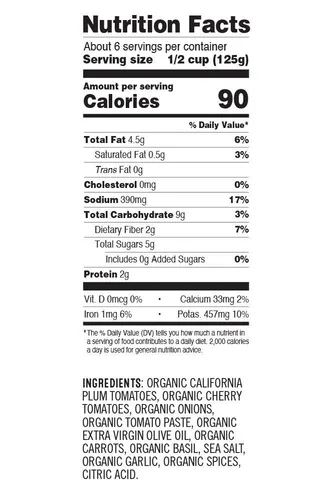 Vista 2 de Sonoma Gourmet Tomate cherry con salsa de pasta de albahaca USDA orgánico, sin OMG, sin gluten y sin azúcar añadido, hecho con ingredientes