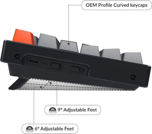 Vista 7 de Keychron K8 Tenkeyless Teclado mecánico inalámbrico para Mac Bluetooth RGB retroiluminación multitarea tipo C con cable TKL Gaming Keyboard