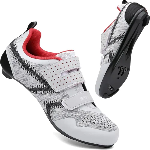 Vista 5 de Zapatos de ciclismo unisex compatibles con Pelaton para interiores y bicicletas de carretera para hombres y mujeres con clip de tacos Delta
